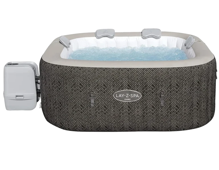 SaluSpa Cabo, 4 HydroJet Massage System, Inflatable Hot Tub, Wifi Pump & Padded Pillows, Square Shape, 4-6 Person