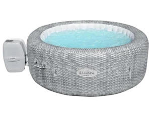 Bestway SaluSpa Honolulu AirJet 2 to 6 Person Inflatable Hot Tub, 77 x 28 Inch Round Portable Outdoor Spa with 140 Soothing Jets and Cover, Gray
